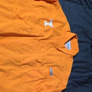 Orange Casual Button Down Shirt